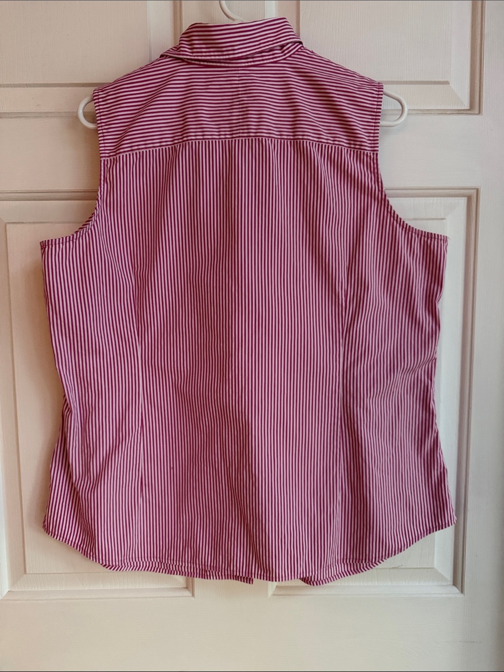 Lauren Ralph Lauren Pink & White Striped Sleeveless Button-Down Shirt - Picture 3 of 5